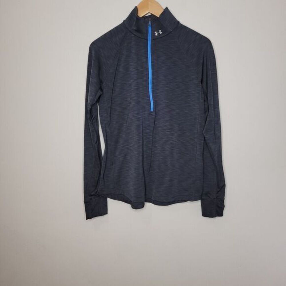Under Armour Women Large Long Sleeve Shirt Quarter Zip Cold Gear Gray Run‎ Gym